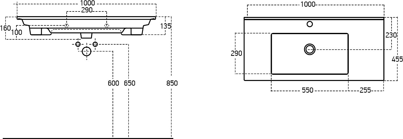 Раковина накладная керамическая прямоугольная 46х100 см белая Stworki "Брамминг" 9100-KL - изображение 2