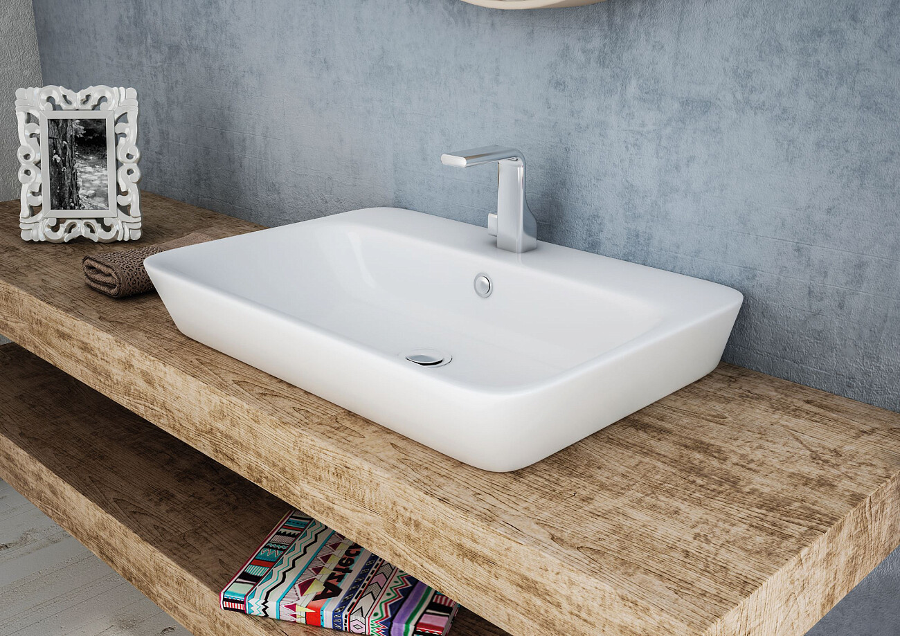 Раковина накладная керамическая прямоугольная 45х65 см белая Stworki 3065-KL - изображение 6