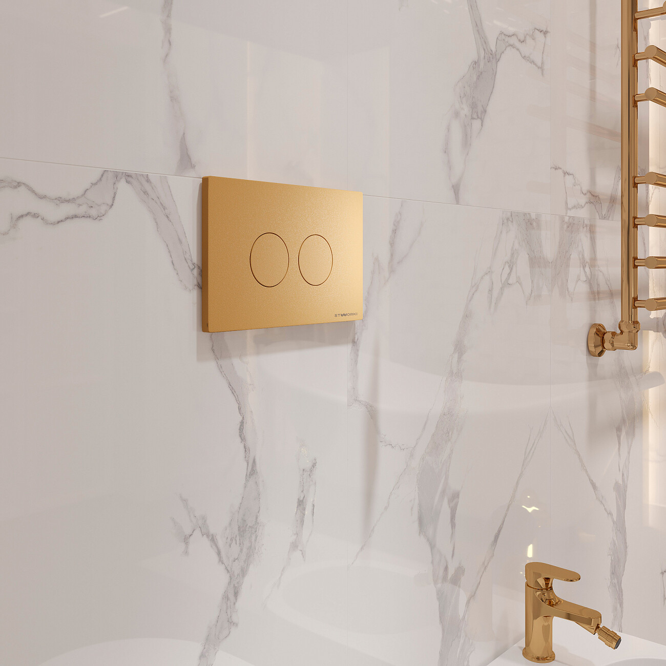 Кнопка смыва золотая матовая Stworki "Хельсинки" 500474 - изображение 3