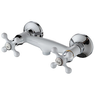 Смеситель для душа двухвентильный с душевым гарнитуром белый Ammore A6081-C