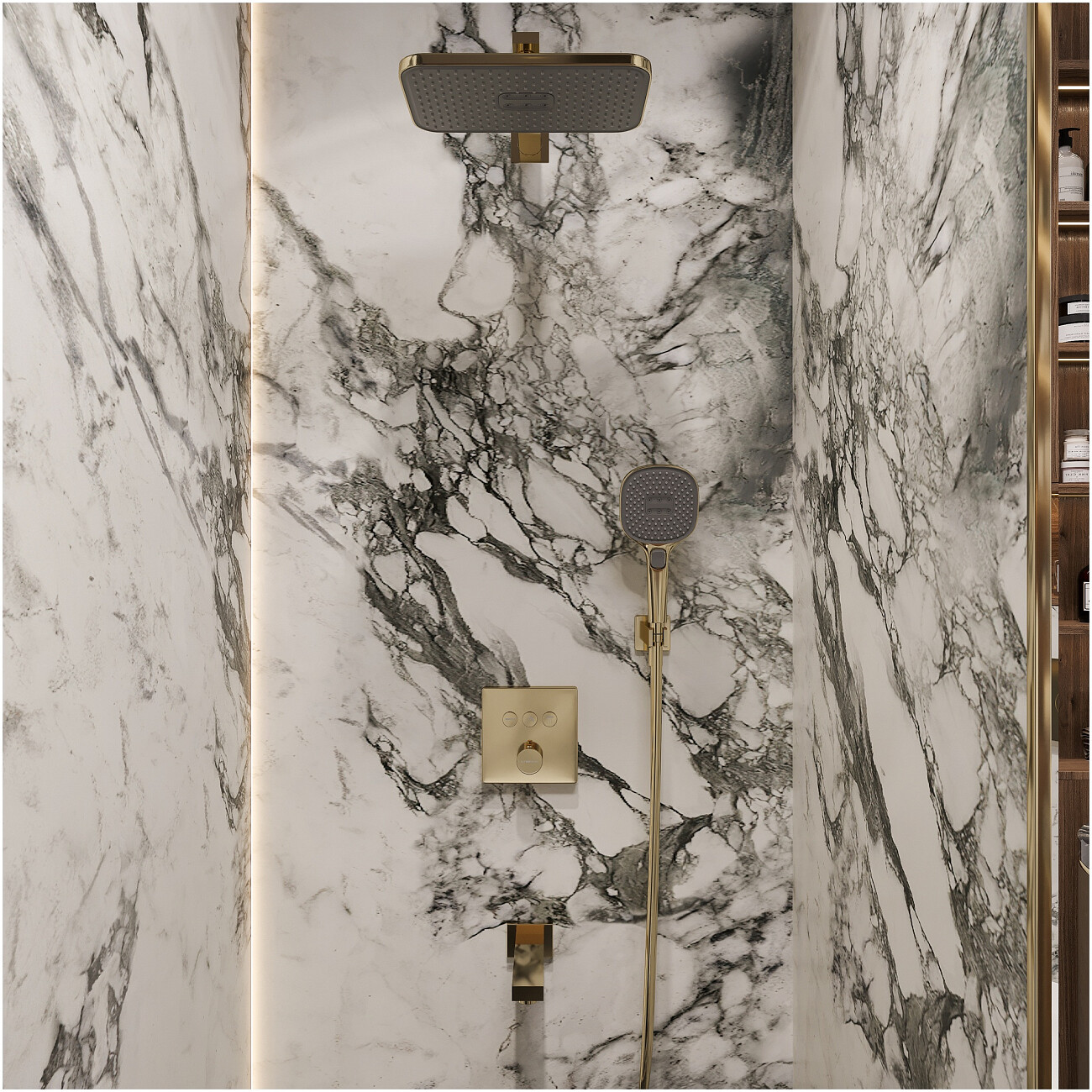 Душевой комплект и изливом глянцевое золото Stworki "Гетеборг" S03240GG - изображение 7