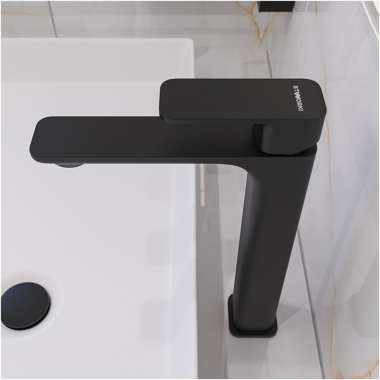 Смеситель для раковины однорычажный черный Stworki "Мосс" S43020BK - изображение 7