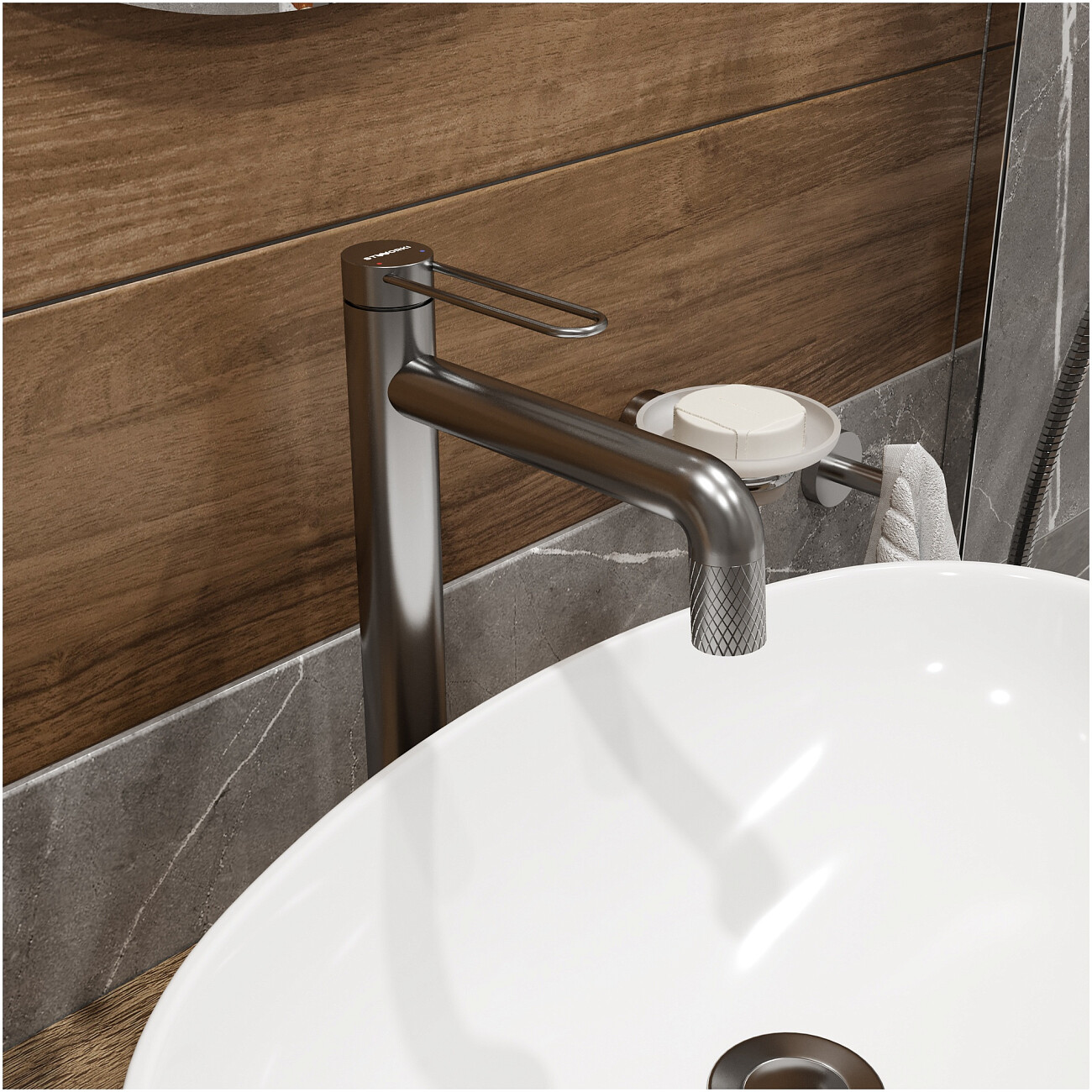 Смеситель для раковины однорычажный вороненая сталь Stworki "Левангер" S07020GB - изображение 5