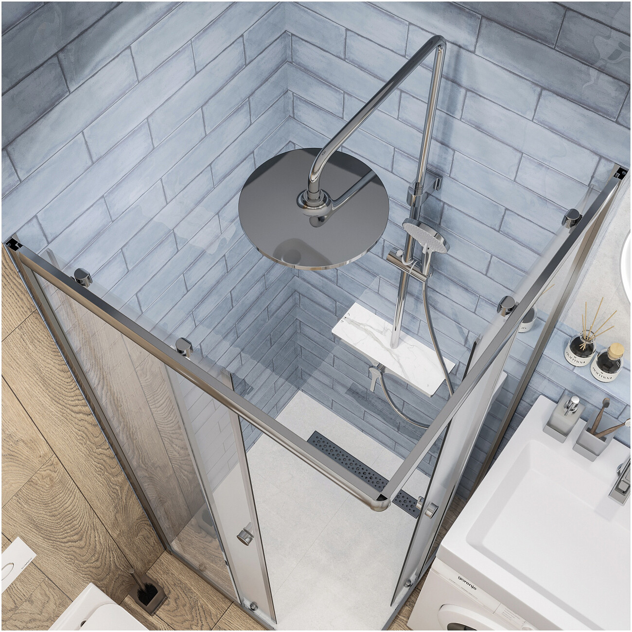 Душевая стойка с верхним душем хром Stworki "Аулум" S06170CR - изображение 9