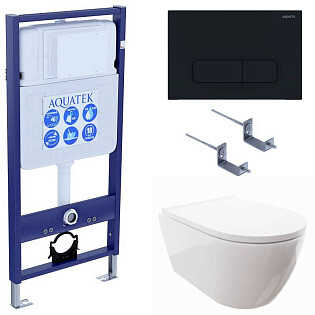 Унитаз Aquatek &quot;Поларис&quot; AQ0700-00 с инсталляцией Standard INS-0000012, с кнопкой KDI-0000017