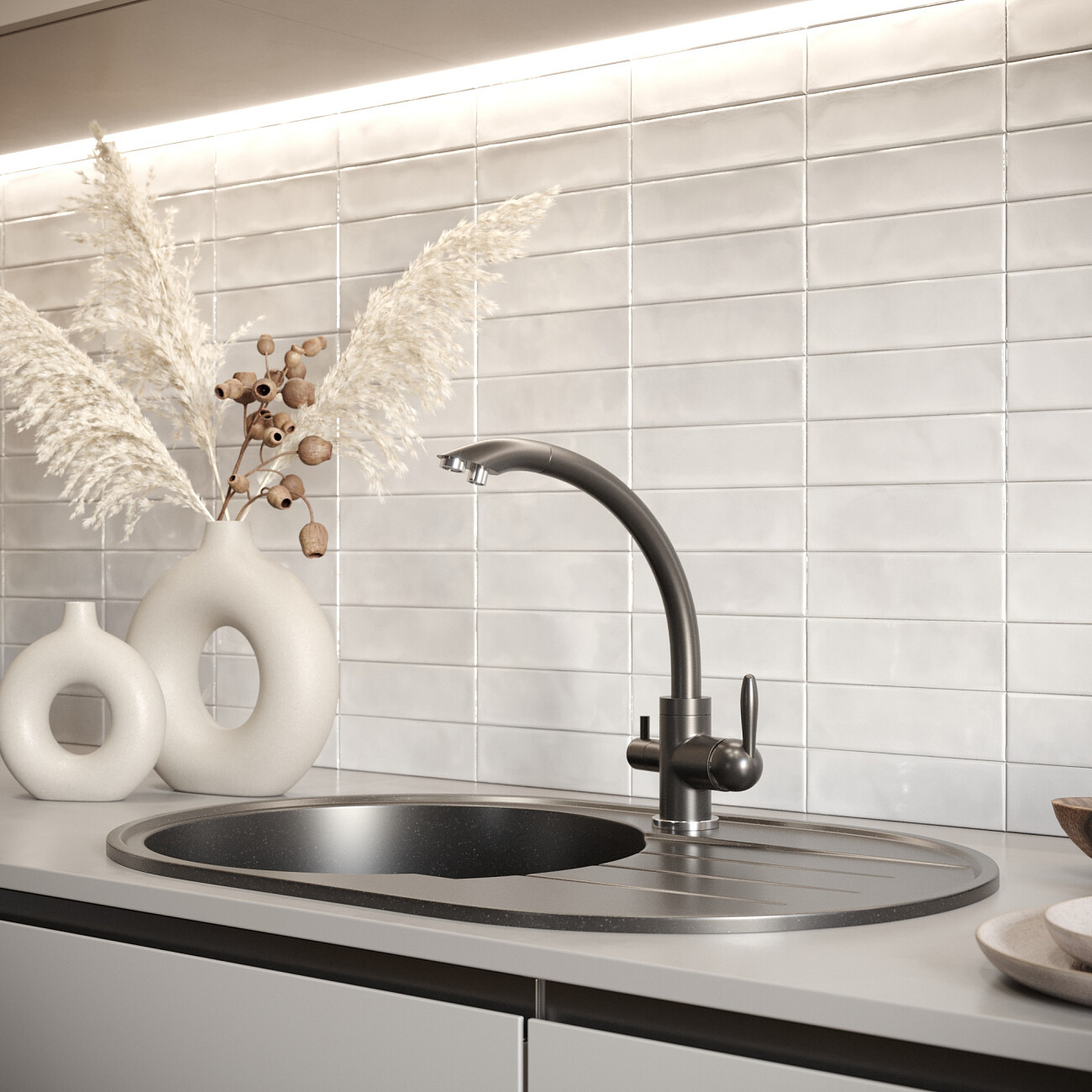 Смеситель для кухни однорычажный с изливом для фильтрованной воды уголь Domaci "Солерно" UQ-017-07 - изображение 3