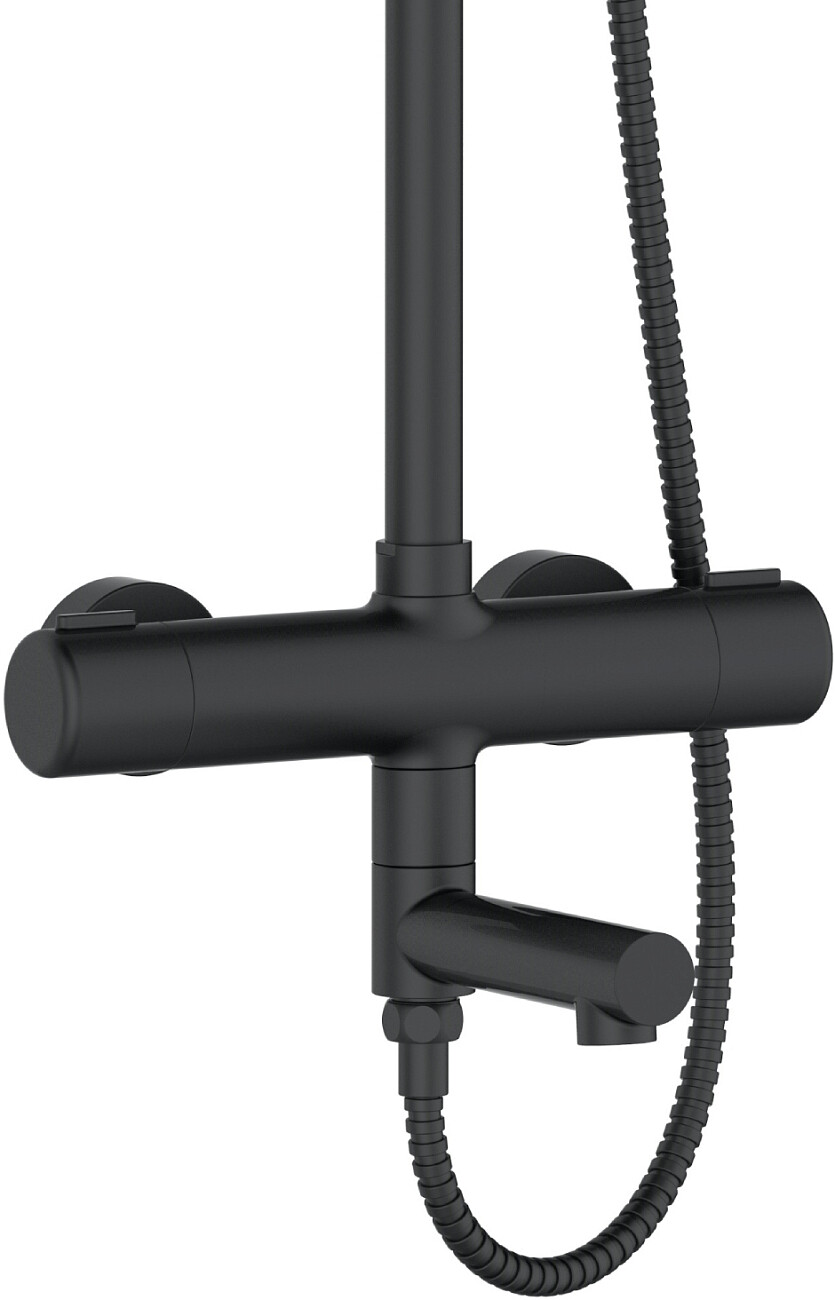 Душевая стойка с верхним душем и термостатом черная матовая Stworki "Рандерс" RD-03b - изображение 10