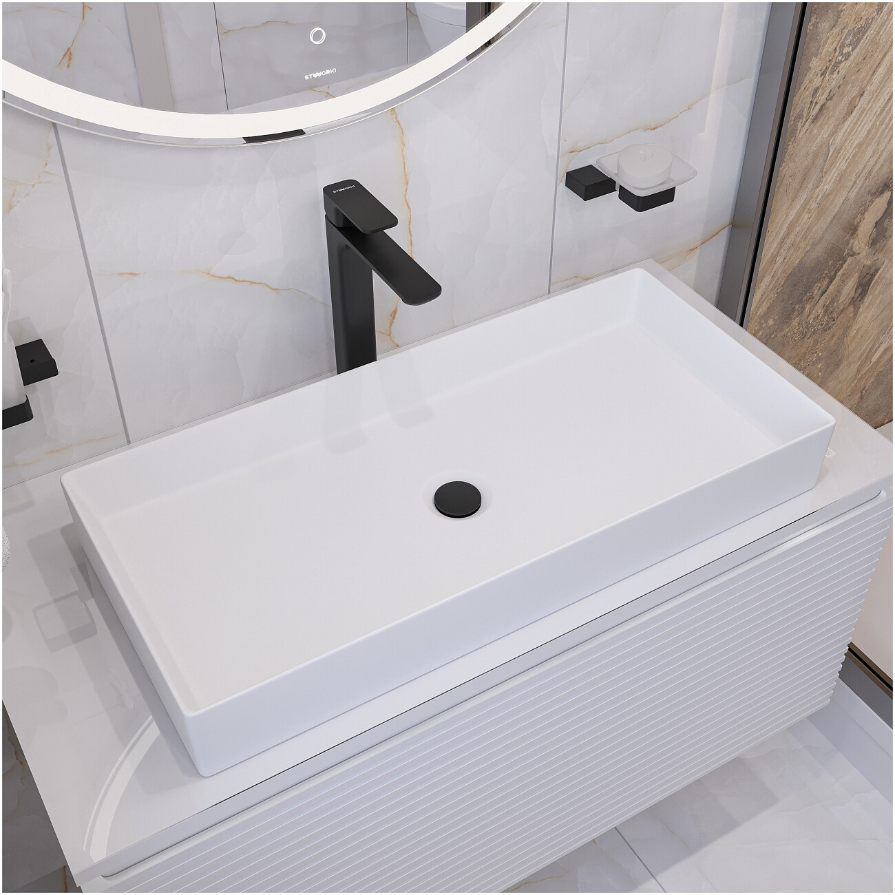 Смеситель для раковины однорычажный черный Stworki "Мосс" S43020BK - изображение 6