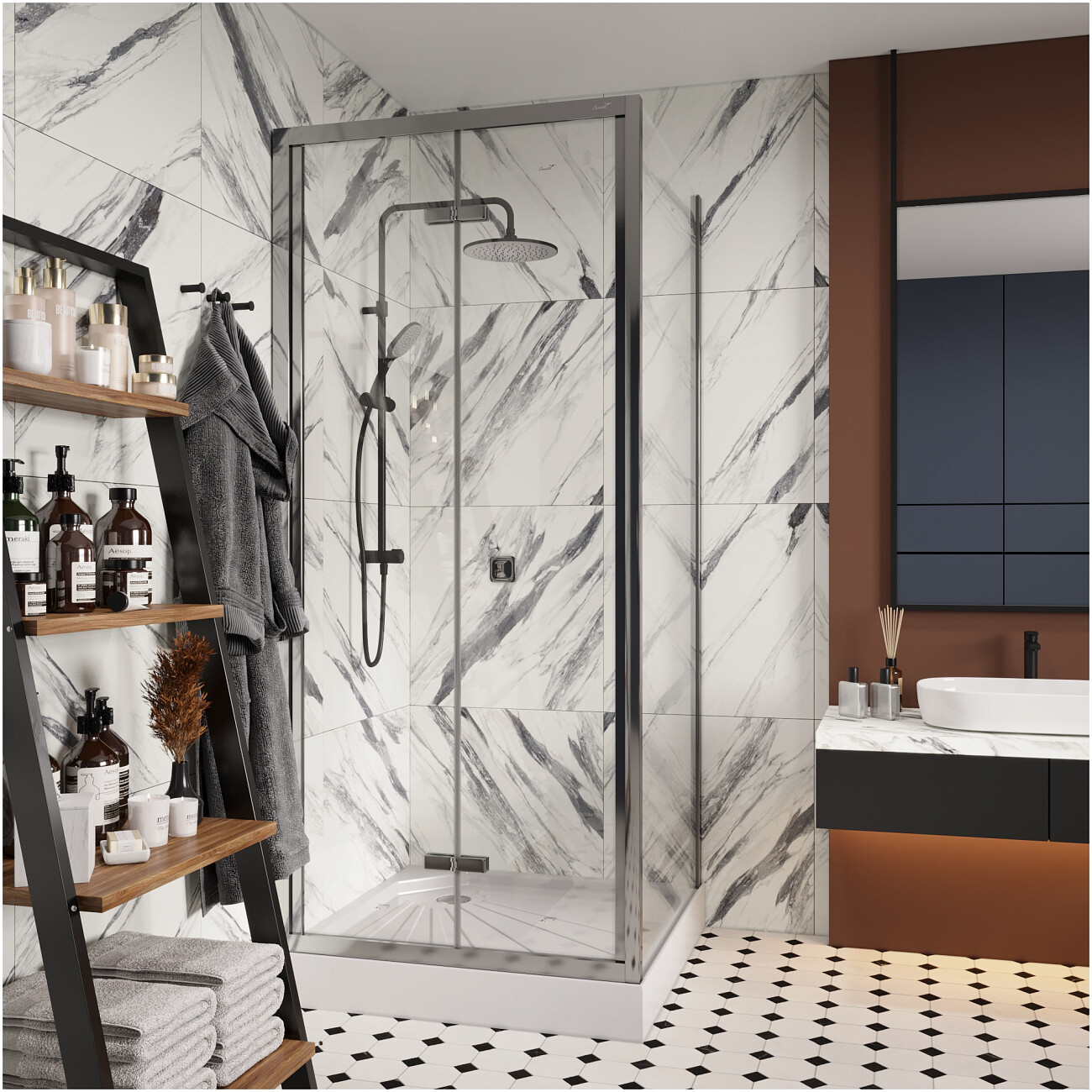 Душевой уголок квадратный 90х90 см хром Cerutti SPA Bella ZQD91T - изображение 7