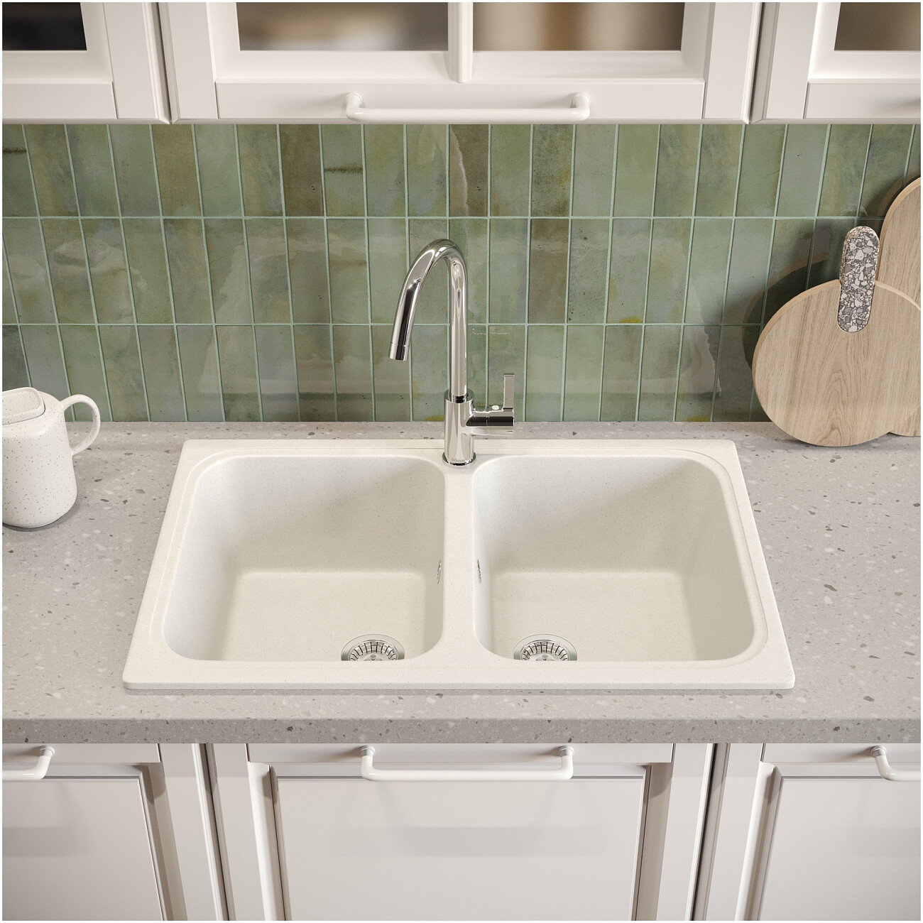 Мойка кухонная белая Domaci "Болонья" М-20-001 - изображение 7