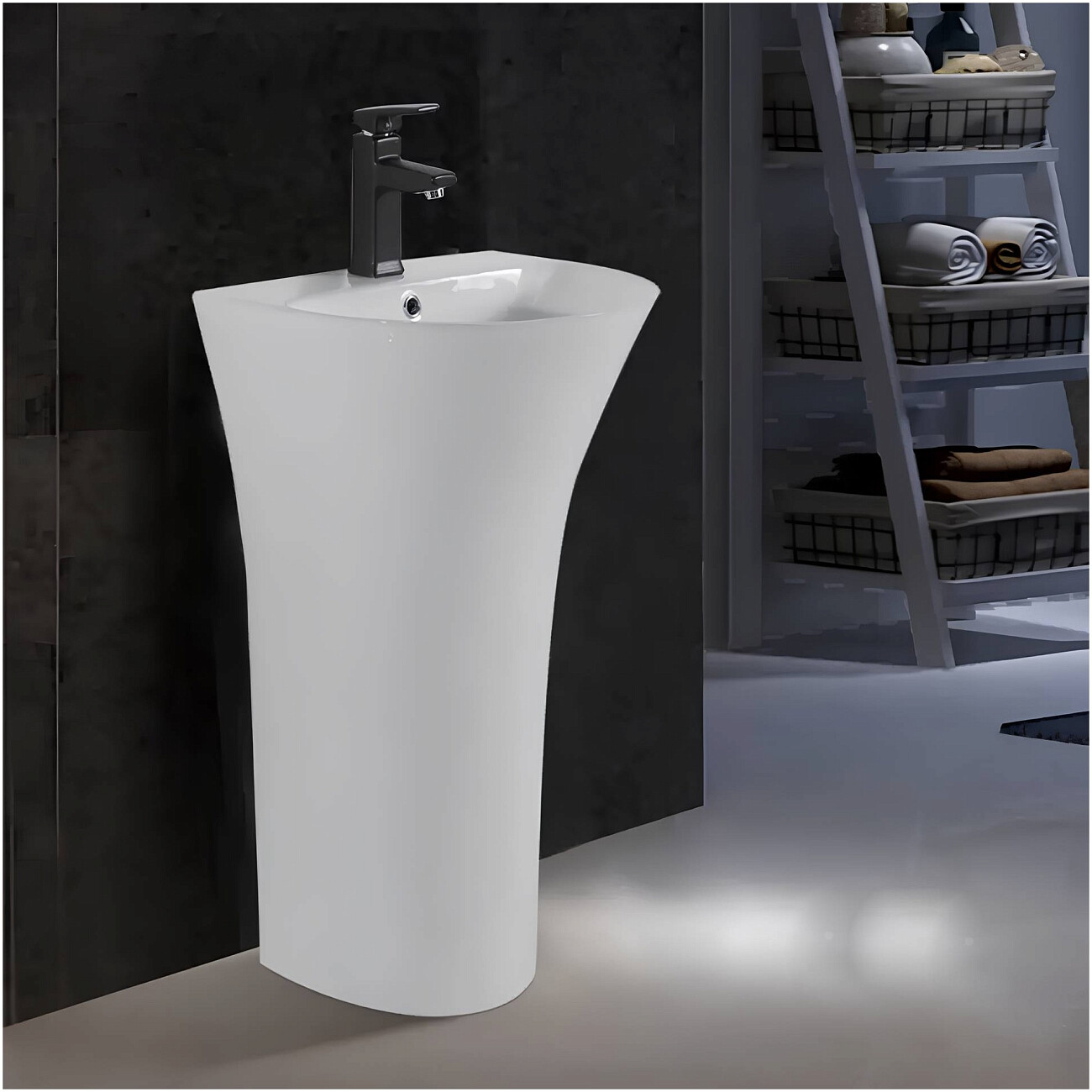 Раковина напольная фарфоровая полукруглая 42х48 см белая Cerutti SPA Simona CT7832 - изображение 4