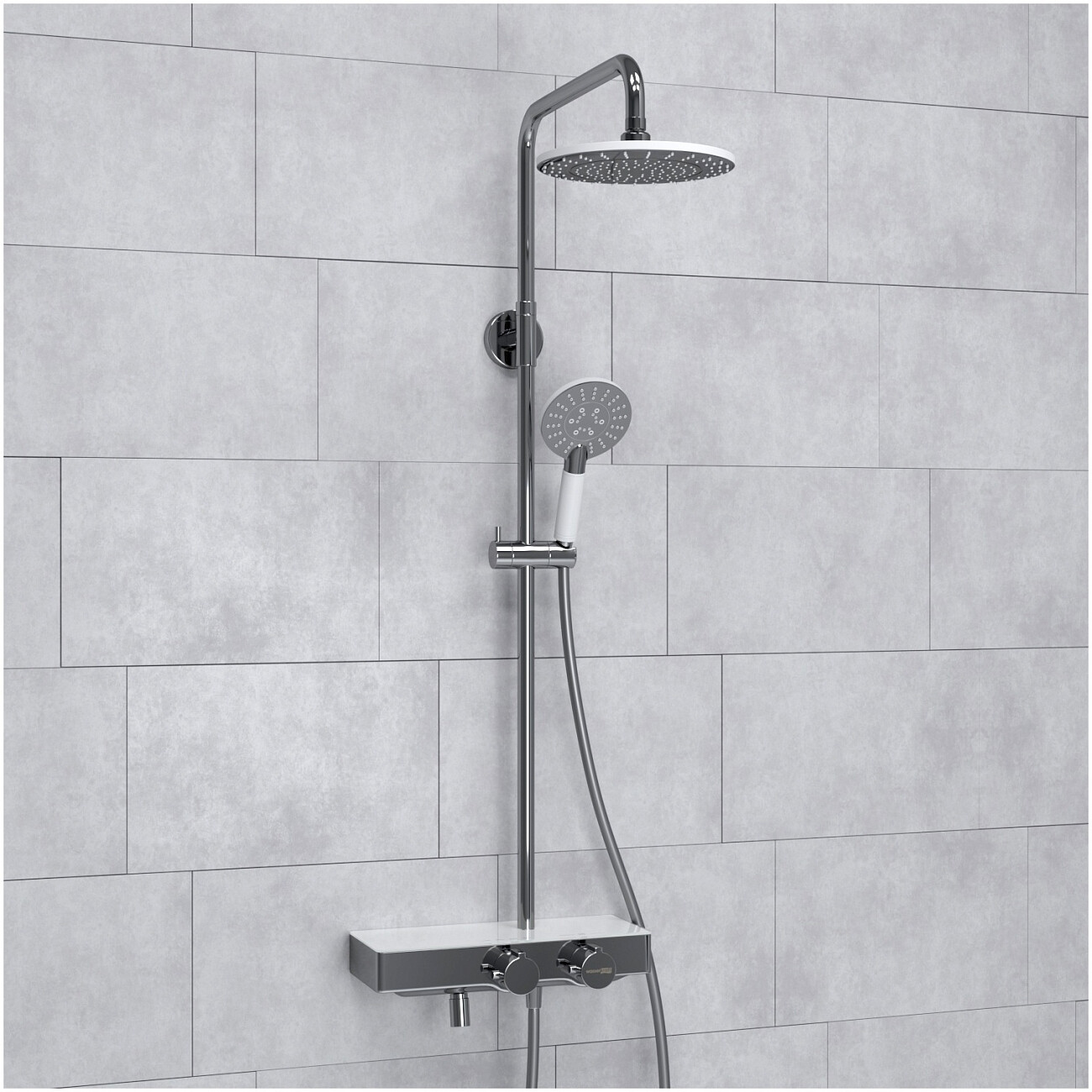Душевой комплект с верхним душем и лейкой хром Wasserkraft A113.067.058.CH Thermo - изображение 2