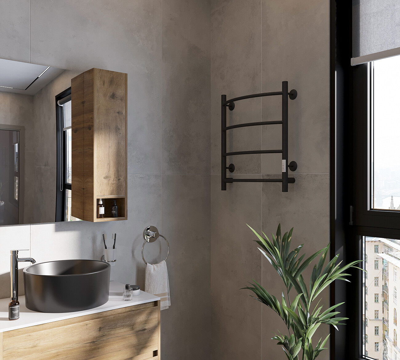 Полотенцесушитель электрический 60х50 см черный Ewrika "Сафо БРР" - изображение 3