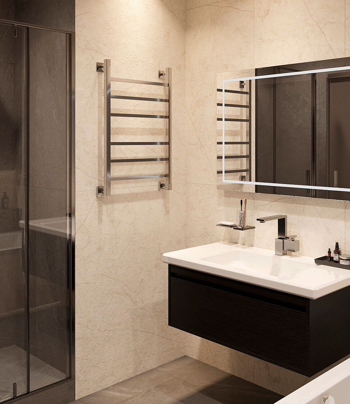 Полотенцесушитель водяной 80х50 см хром Ewrika "Деметра" LP 4656759171339 - изображение 7