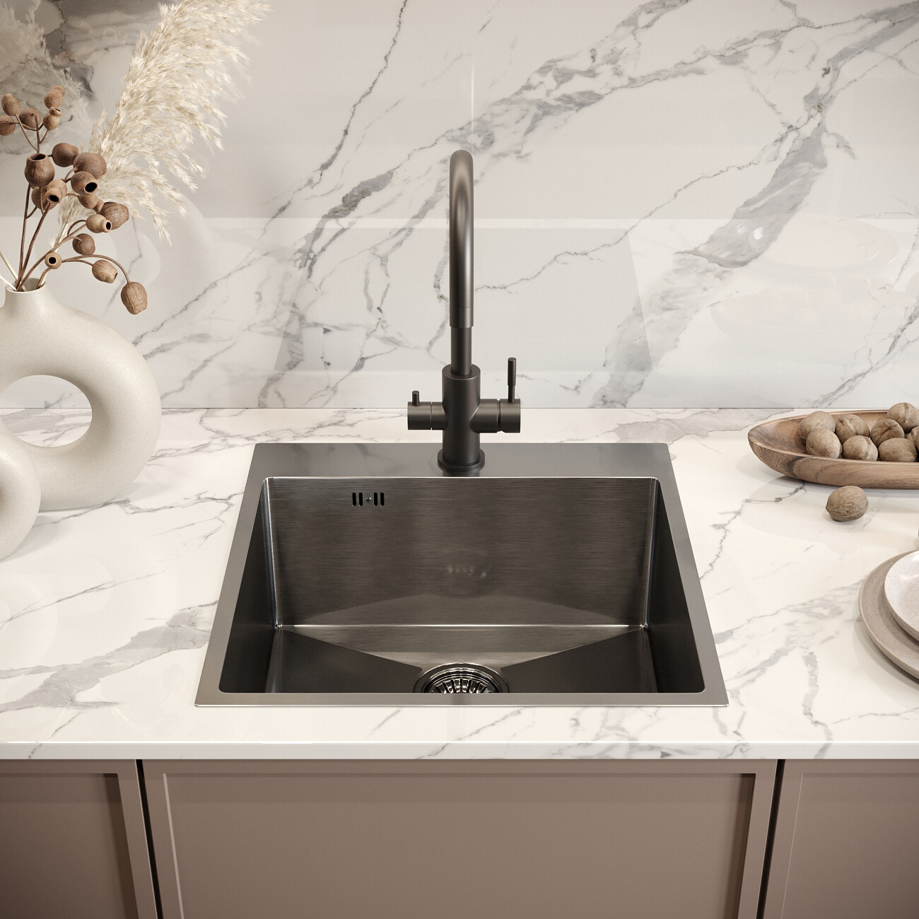 Мойка кухонная вороненая сталь Domaci "Равенна" DMG5151 - изображение 4