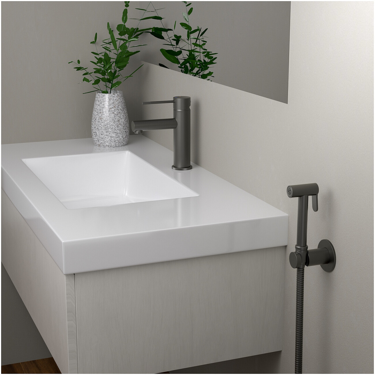 Гигиенический душ со смесителем для раковины черное золото Timo Saona 2360-18G - изображение 2