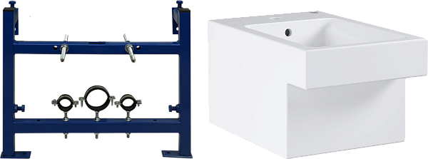 Биде подвесное белое Grohe Cube Ceramic 3948600H с инсталляцией для биде Stworki 540201 - изображение 1