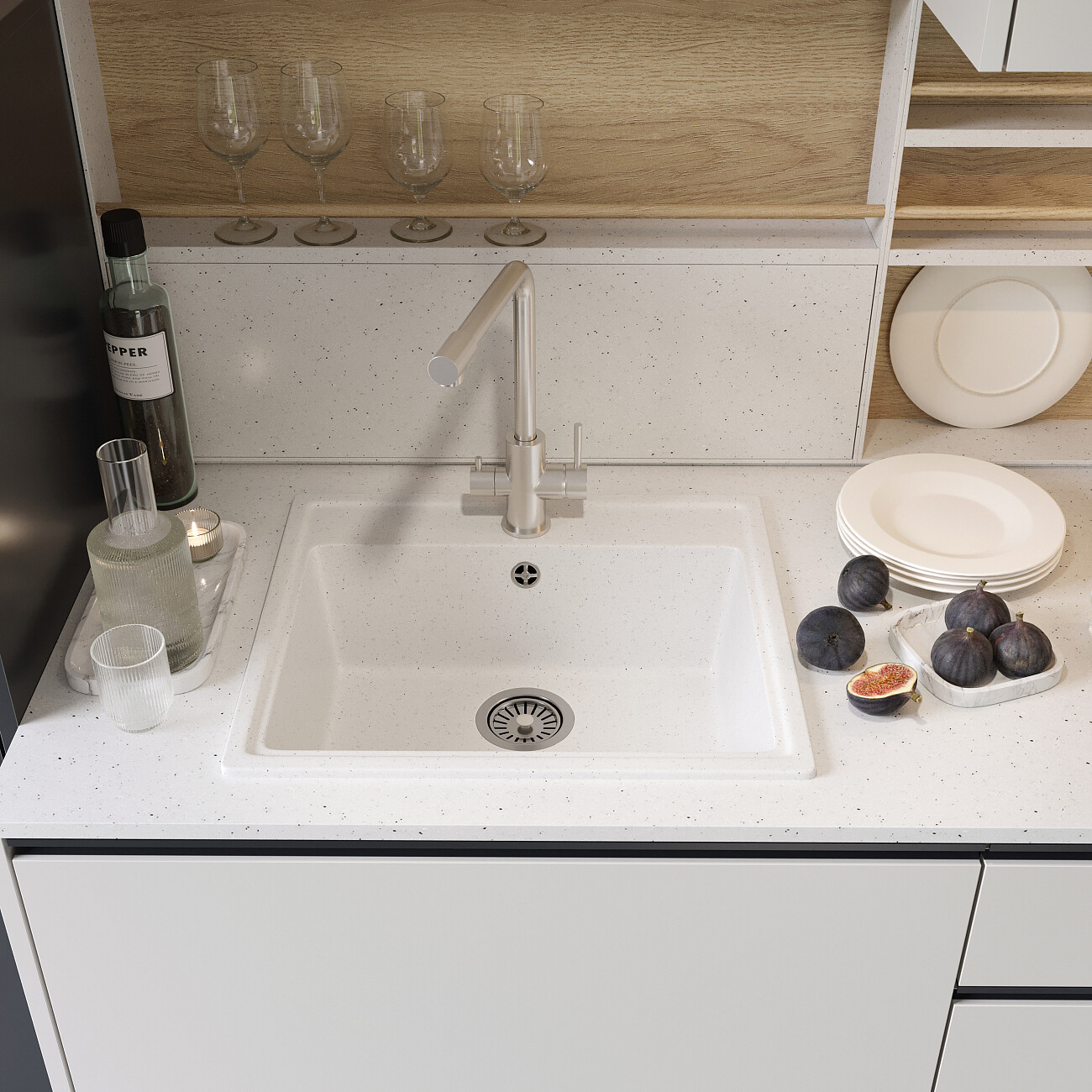 Мойка кухонная белая Domaci "Палермо" PR-565-001 - изображение 9