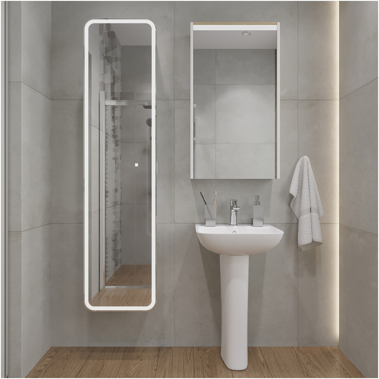 Раковина подвесная керамическая с пьедесталом 34х44 см белая Stworki "Дублин" - изображение 3