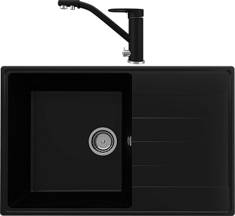 Мойка кухонная уголь Domaci &quot;Солерно&quot; DP 780-07 со смесителем UQ-010-07