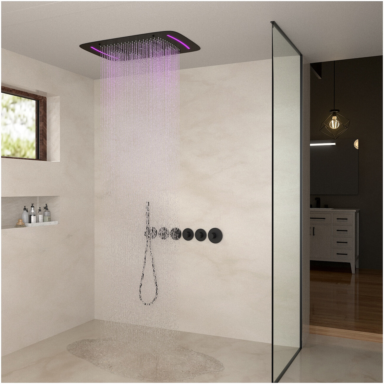 Душевой комплект встроенный с термостатом и подсветкой черный Timo Saona SX-2319-03SM - изображение 2