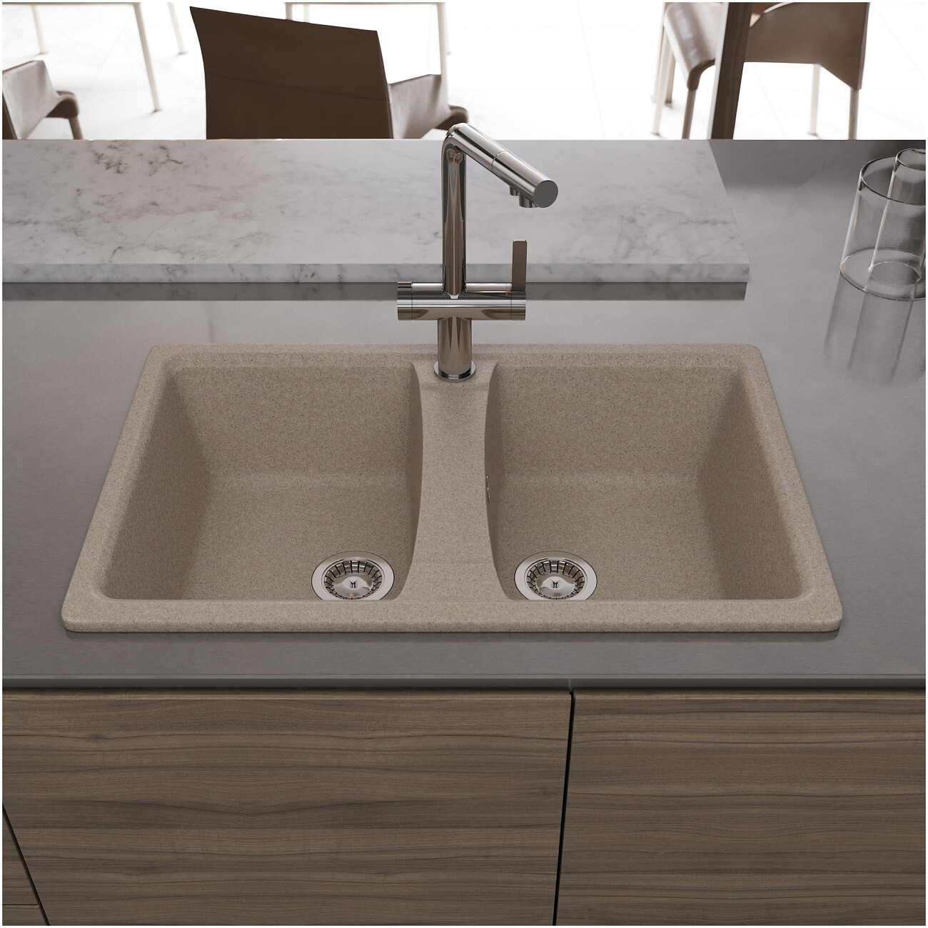 Мойка кухонная песочная Domaci "Болонья" М-26-004 - изображение 7