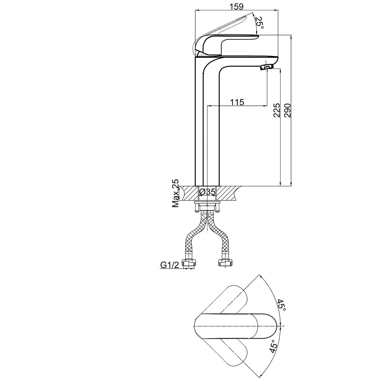 Смеситель для раковины однорычажный хром D&K Venice Gondola DA1022001 - изображение 2