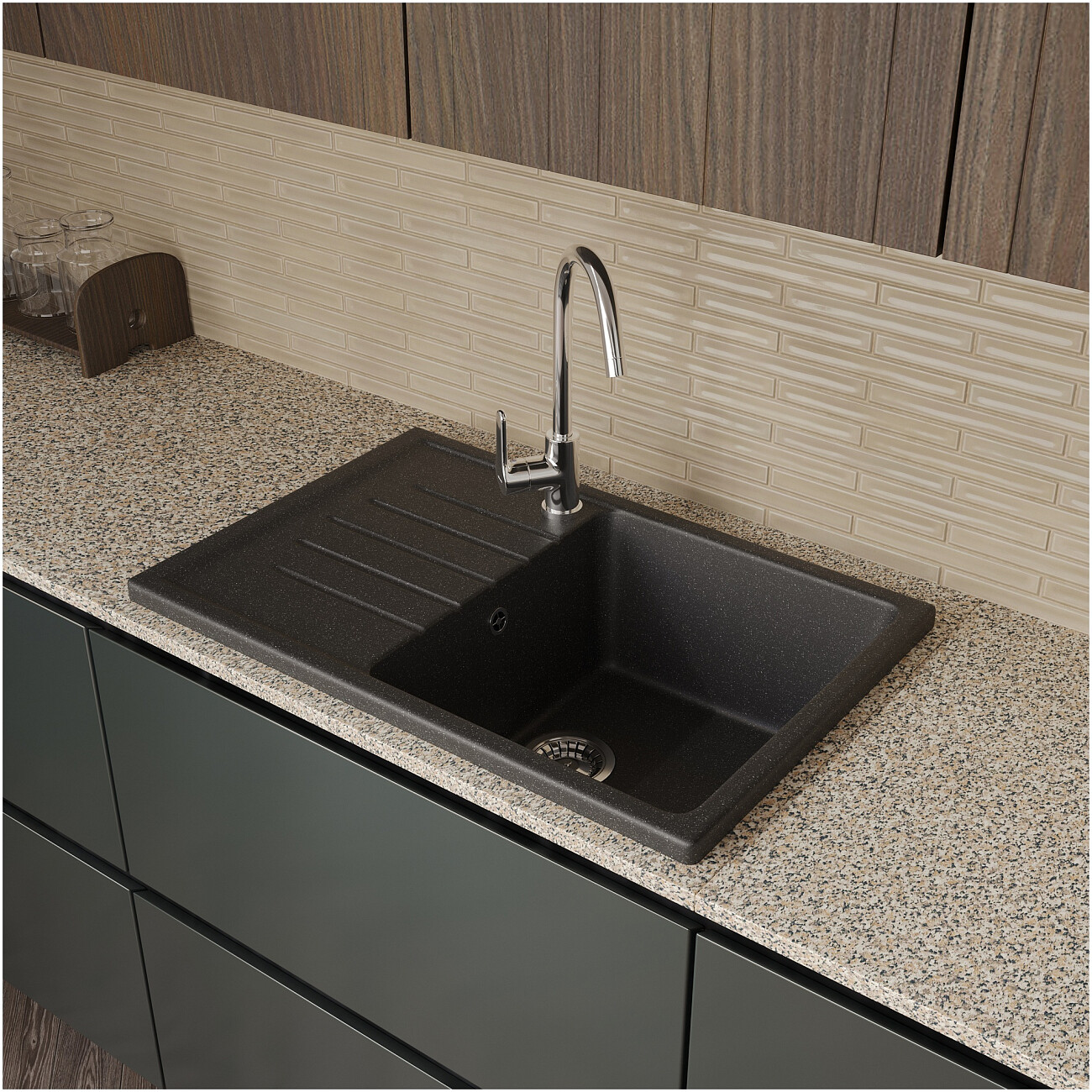 Мойка кухонная антрацит Domaci "Болонья" М-16-007 - изображение 8