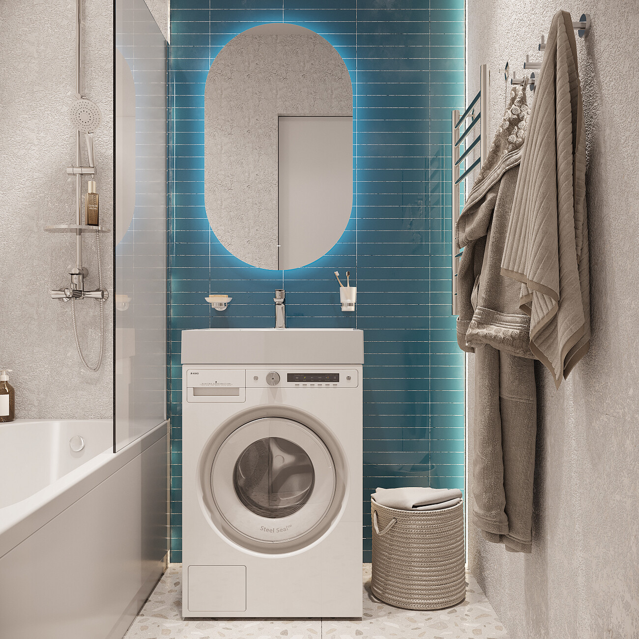 Раковина из мрамора на стиральную машину 55х60 см белая Stworki "Дублин" RSD550 - изображение 4