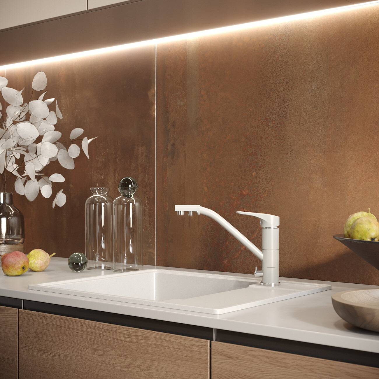 Смеситель для кухни с изливом для фильтрованной воды платина Domaci "Солерно" UQ-010-04 - изображение 5