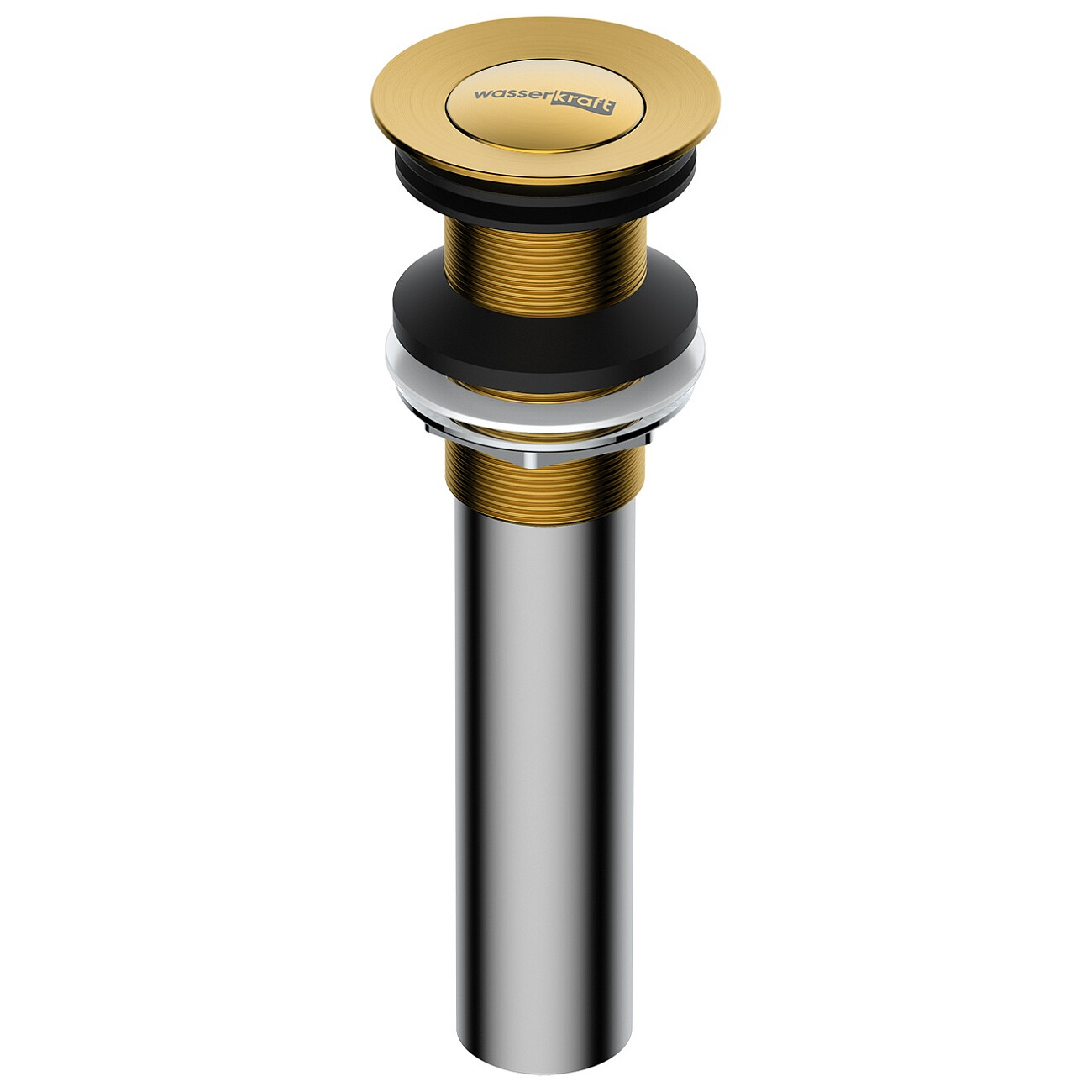 Донный клапан для раковины клик-клак круглый матовое золото Wasserkraft A252 - изображение 2