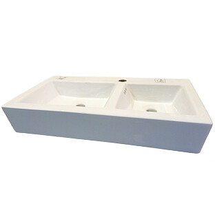 Раковина двойная фарфоровая прямоугольная 40х73 см белая Cerutti SPA Double Vito CT9281