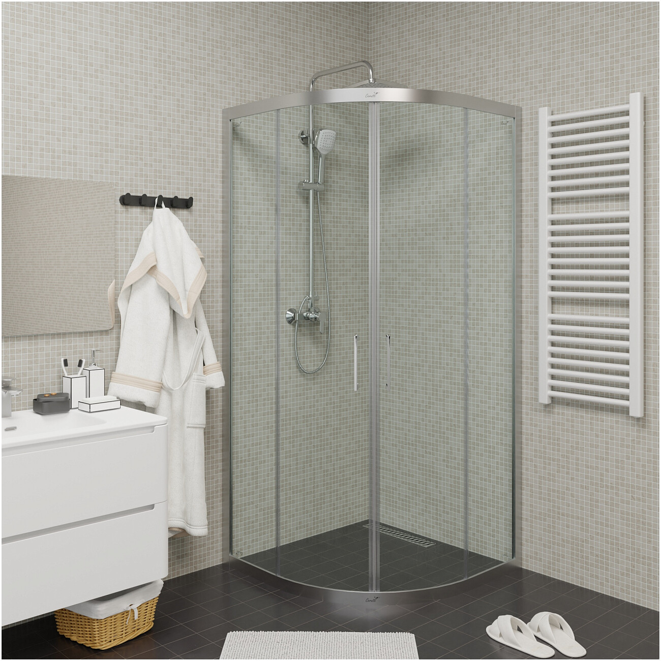 Душевой уголок четверть круга 90x90 см хром Cerutti SPA Viva 90 - изображение 4