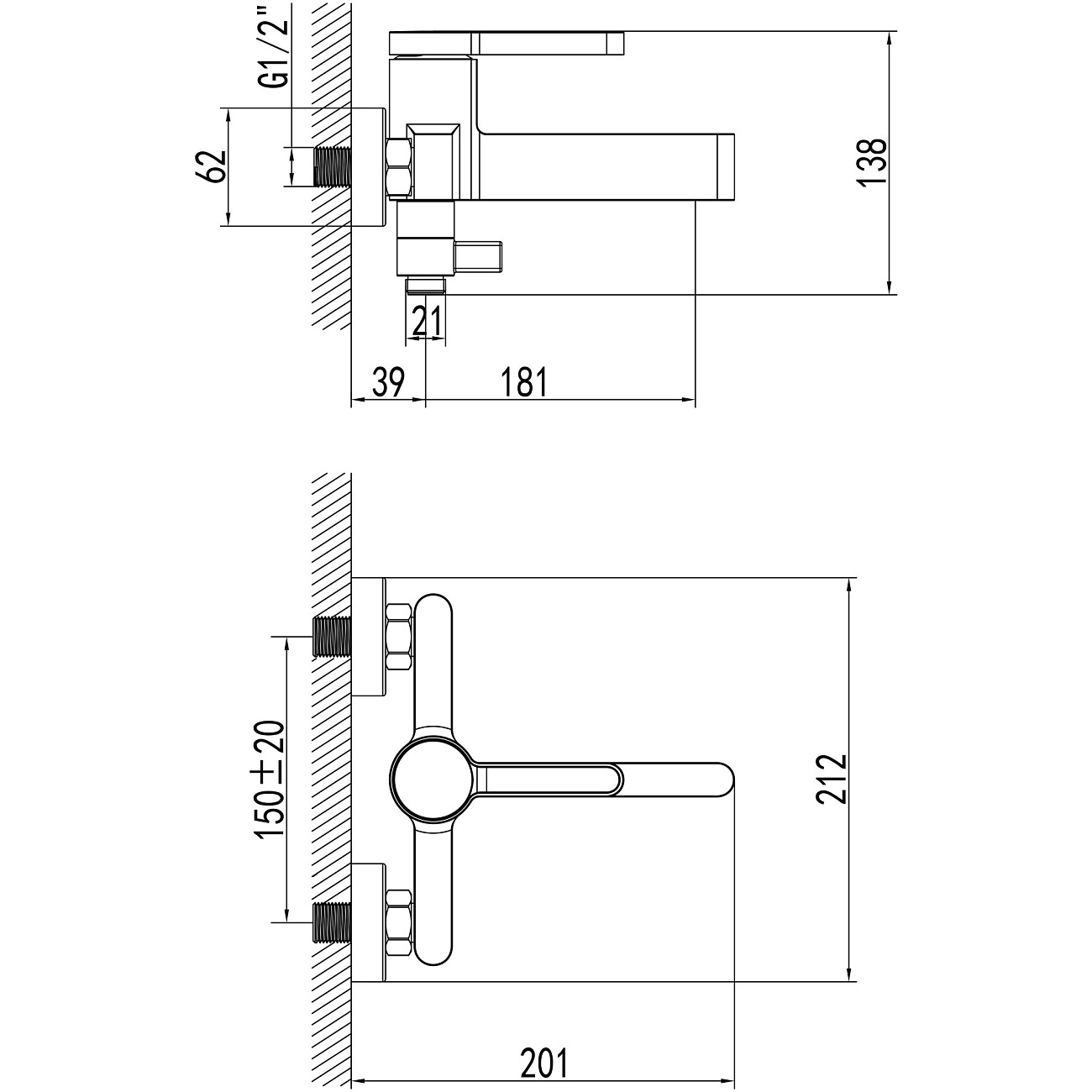 Смеситель для ванны с душем настенный хром Stworki "Лександ" S09100CR - изображение 10