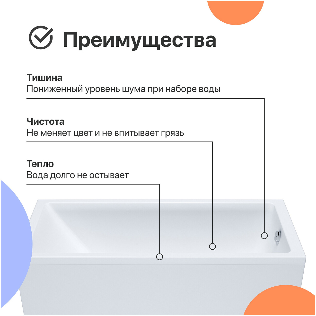 Ванна акриловая 180х80 см с каркасом белая Diwo "Суздаль" Щ0000046598, Щ0000048582 - изображение 6