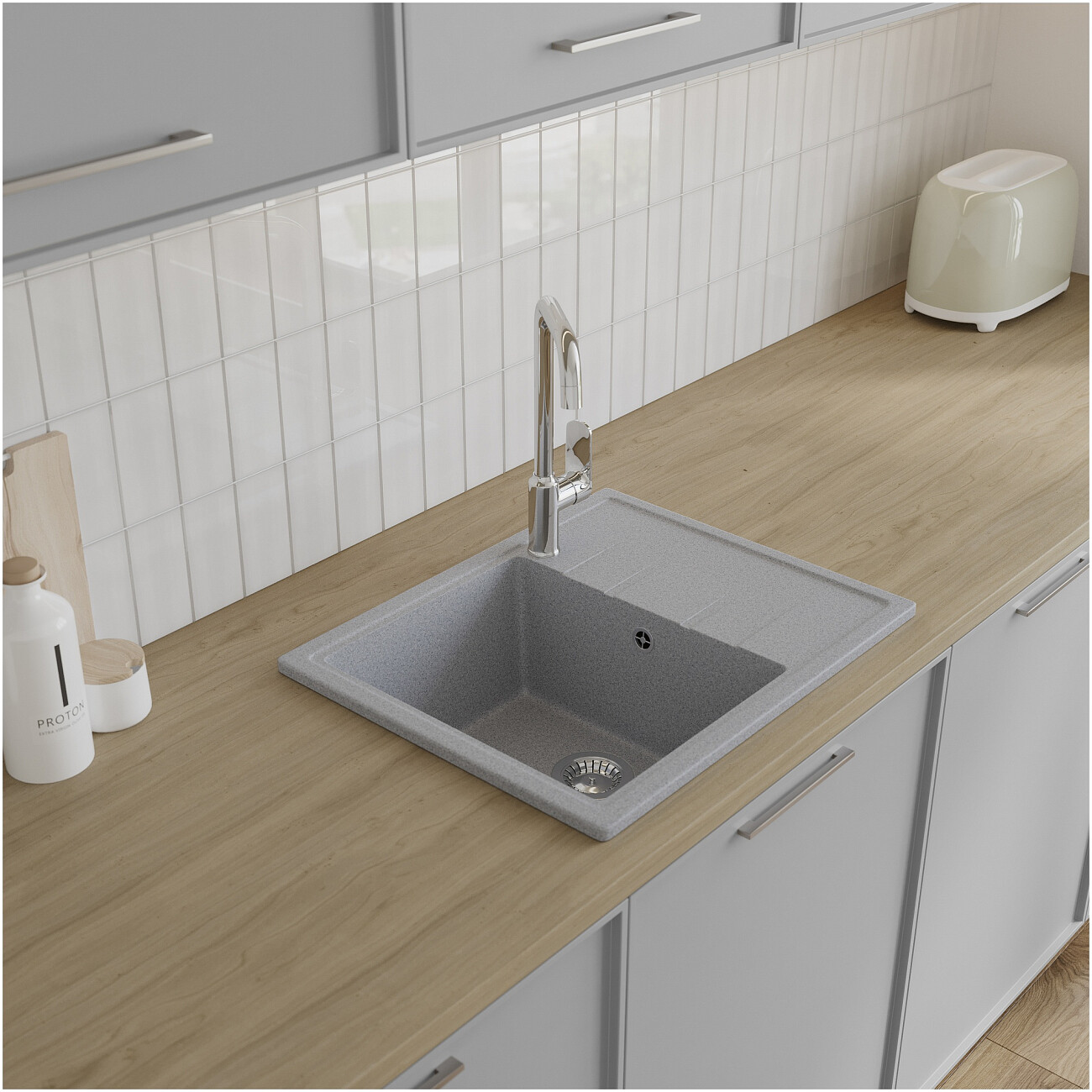 Мойка кухонная серая Domaci "Болонья" М-150-005 - изображение 8