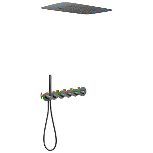 Душевой комплект встроенный с термостатом и подсветкой черное золото Timo Saona SX-2319-18SM
