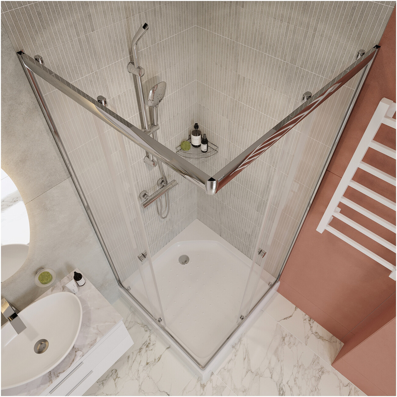 Душевой уголок квадратный 90х90 см хром Diwo "Анапа" Щ0000055506 - изображение 8