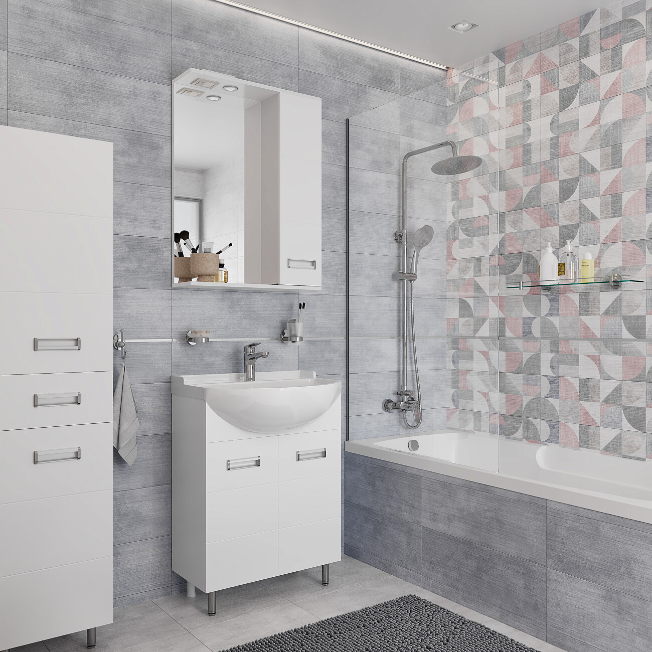 Штора на ванну неподвижная 60х150 см прозрачная, хром Diwo "Ростов" 4GW008 - изображение 4