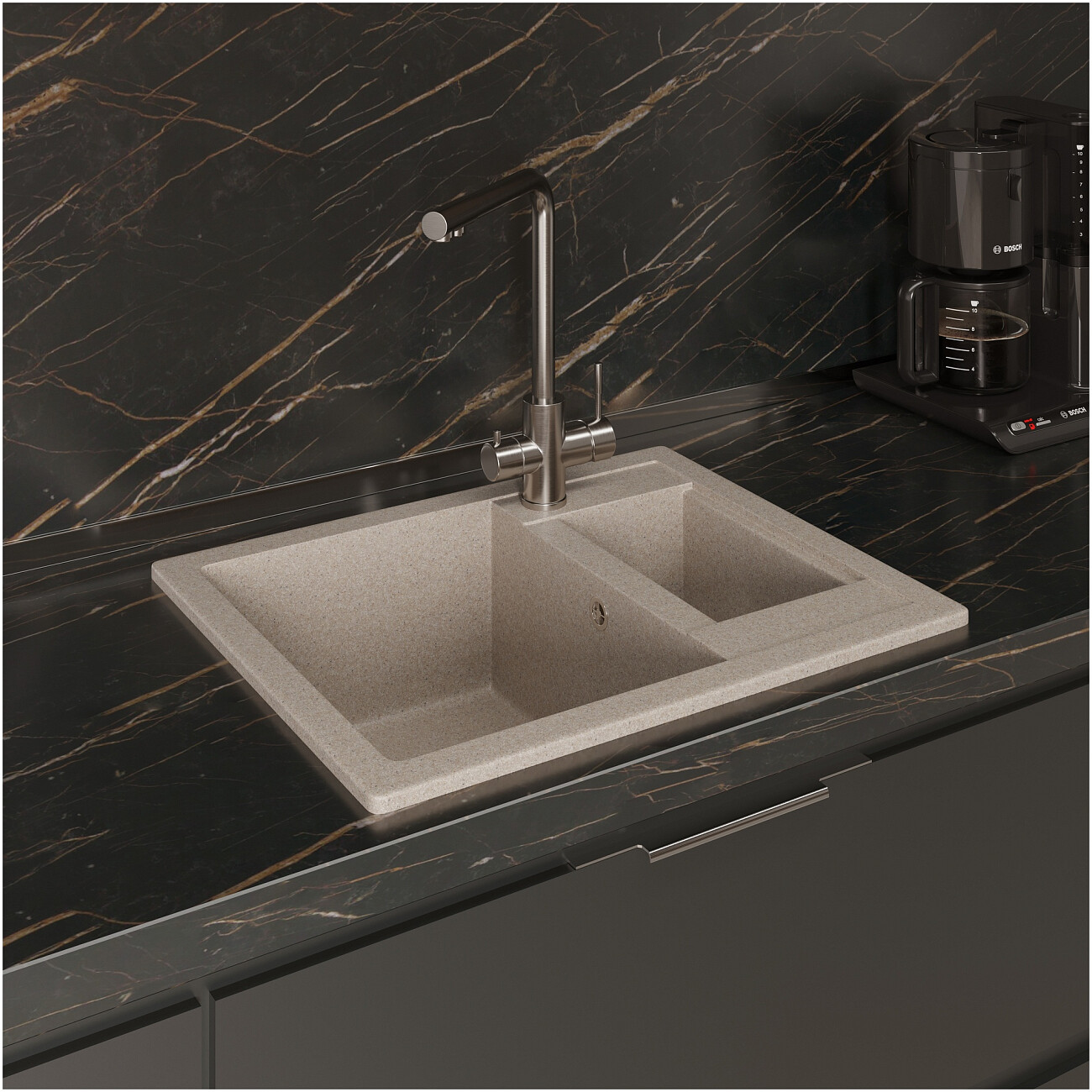 Мойка кухонная песочная Domaci "Болонья" М-19-004 - изображение 8