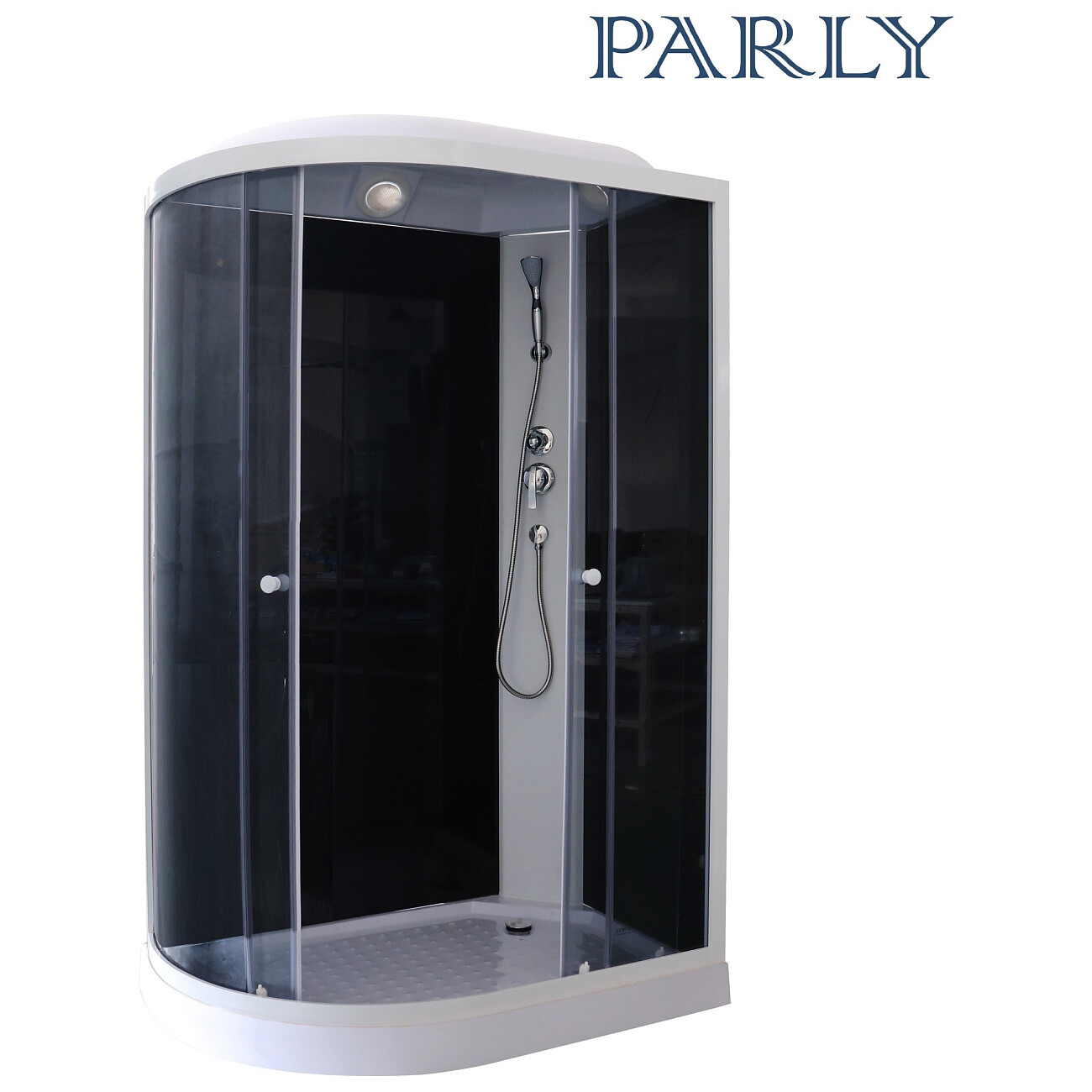 Душевая кабина ассиметричная правая с низким поддоном 80х120 см белая, черная Parly EC1231R - изображение 2