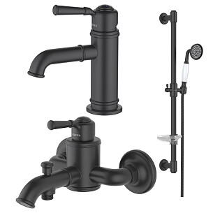 Душевой комплект с лейкой, смесителем для раковины и ванны черный Aquatek &quot;Классик&quot; AQ1530MB