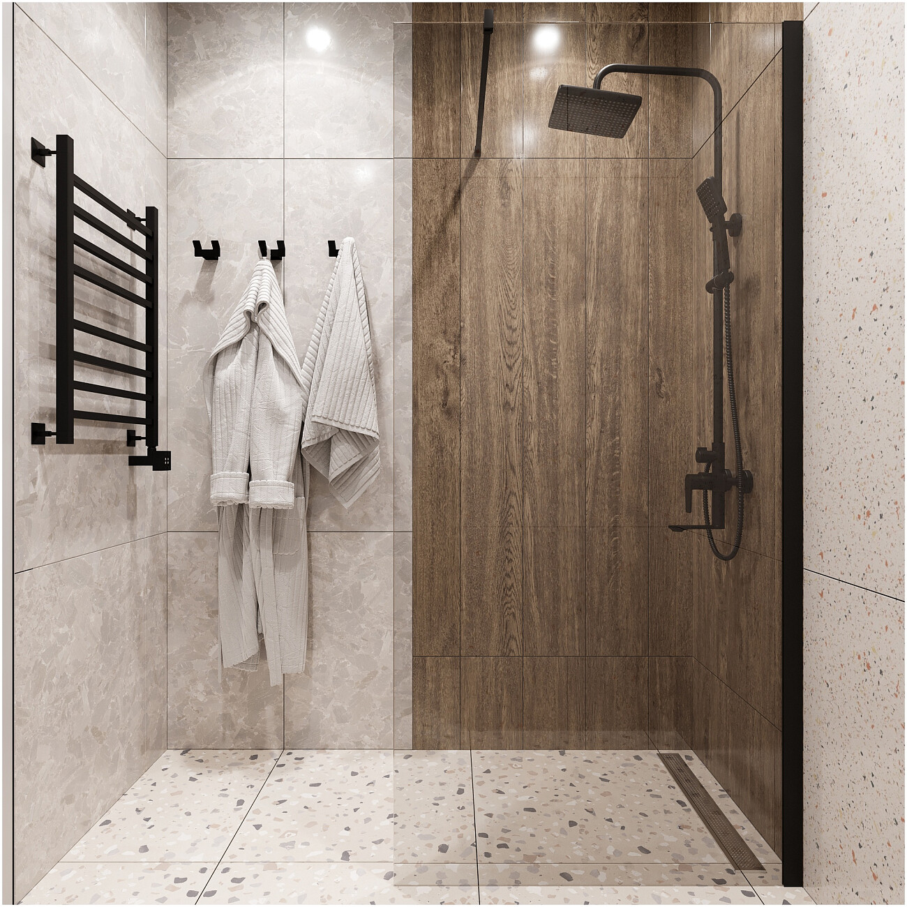 Душевая перегородка с держателем 90 см прозрачная, черная Diwo "Орёл" DS-OR-90-BL - изображение 4