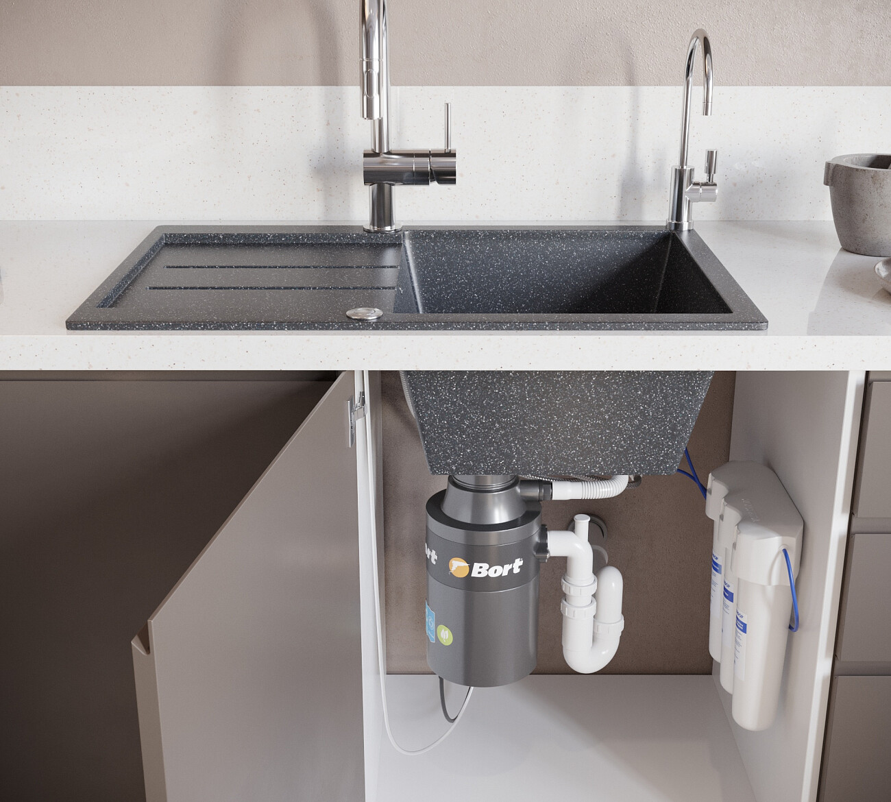 Мойка кухонная черная Domaci "Бьелла" DMC-25-308 - изображение 7