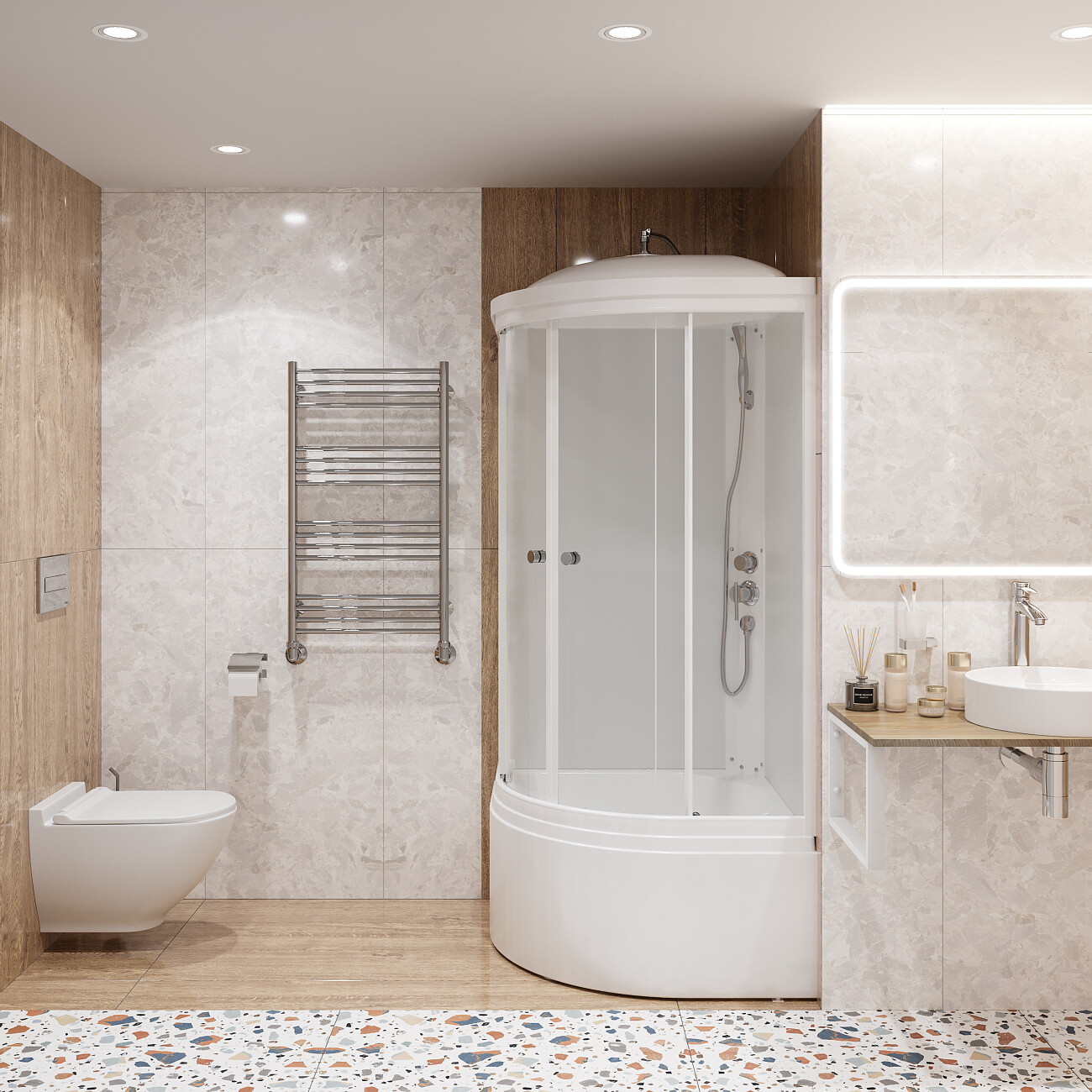 Душевая кабина четверть круга с высоким поддоном 90х90 см белая Diwo "Новгород" Щ0000055612 - изображение 8