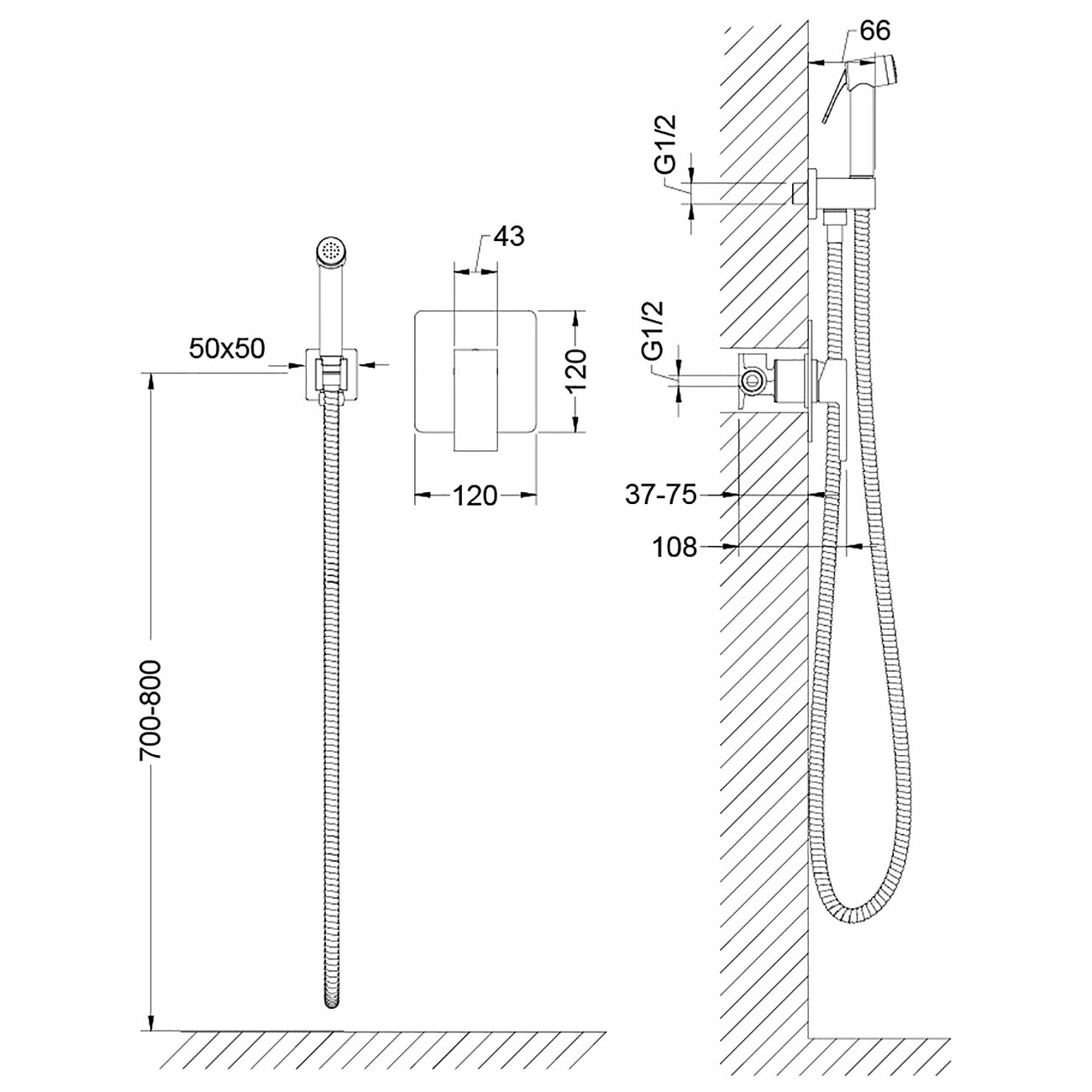 Гигиенический душ с встраиваемым смесителем белый матовый Timo Selene 2089-16SM - изображение 5