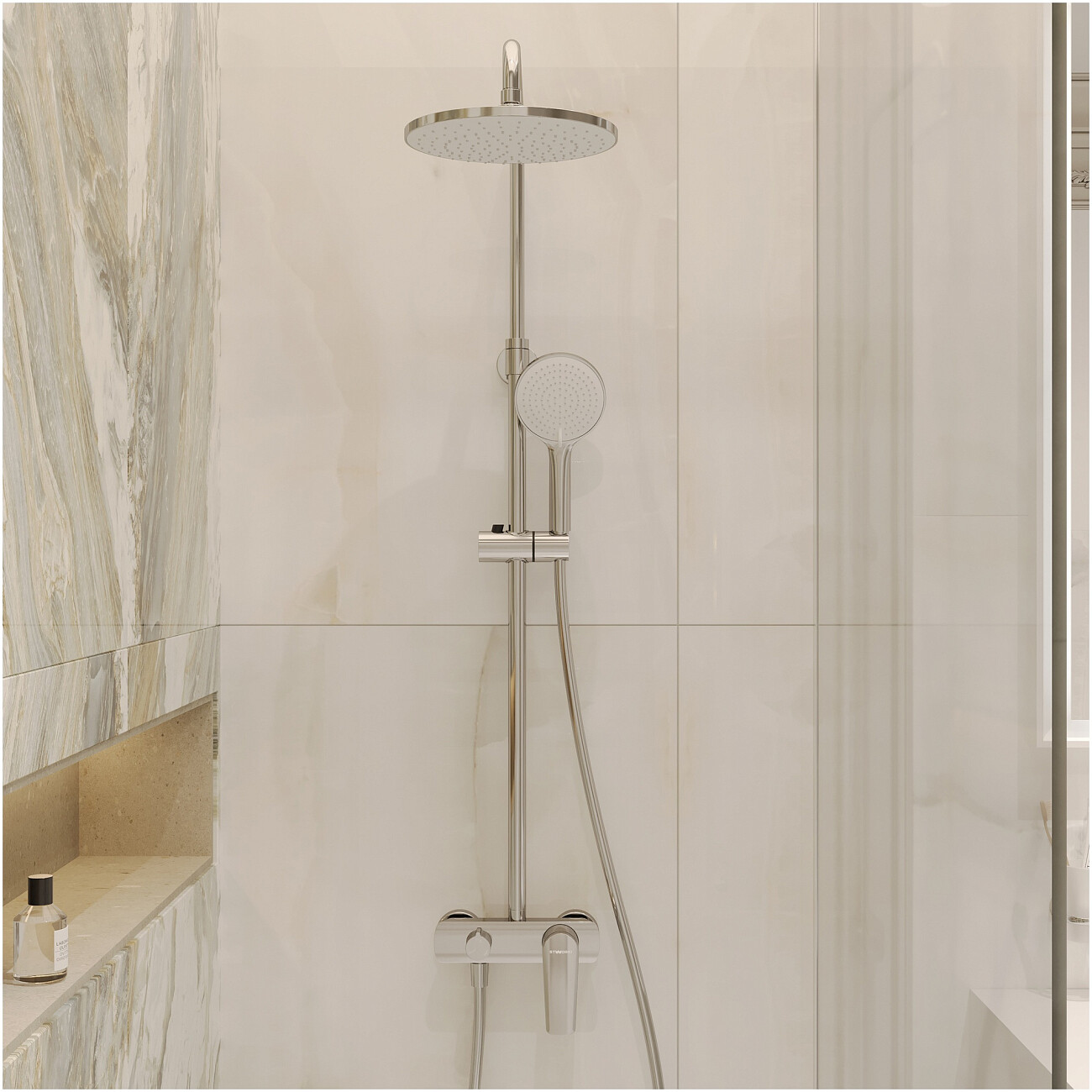 Душевая стойка с верхним душем хром Stworki "Вирклунд" S05170CR - изображение 7