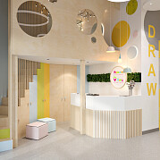 Интерьер кафе и ресторана в современном стиле, проект «Реализованный проект "Детский центр развития для мам и детей МаммиЛэнд"2018г.» Интерьер кафе и ресторана в современном стиле, проект «Реализованный проект "Детский центр развития для мам и детей МаммиЛэнд"2018г.»