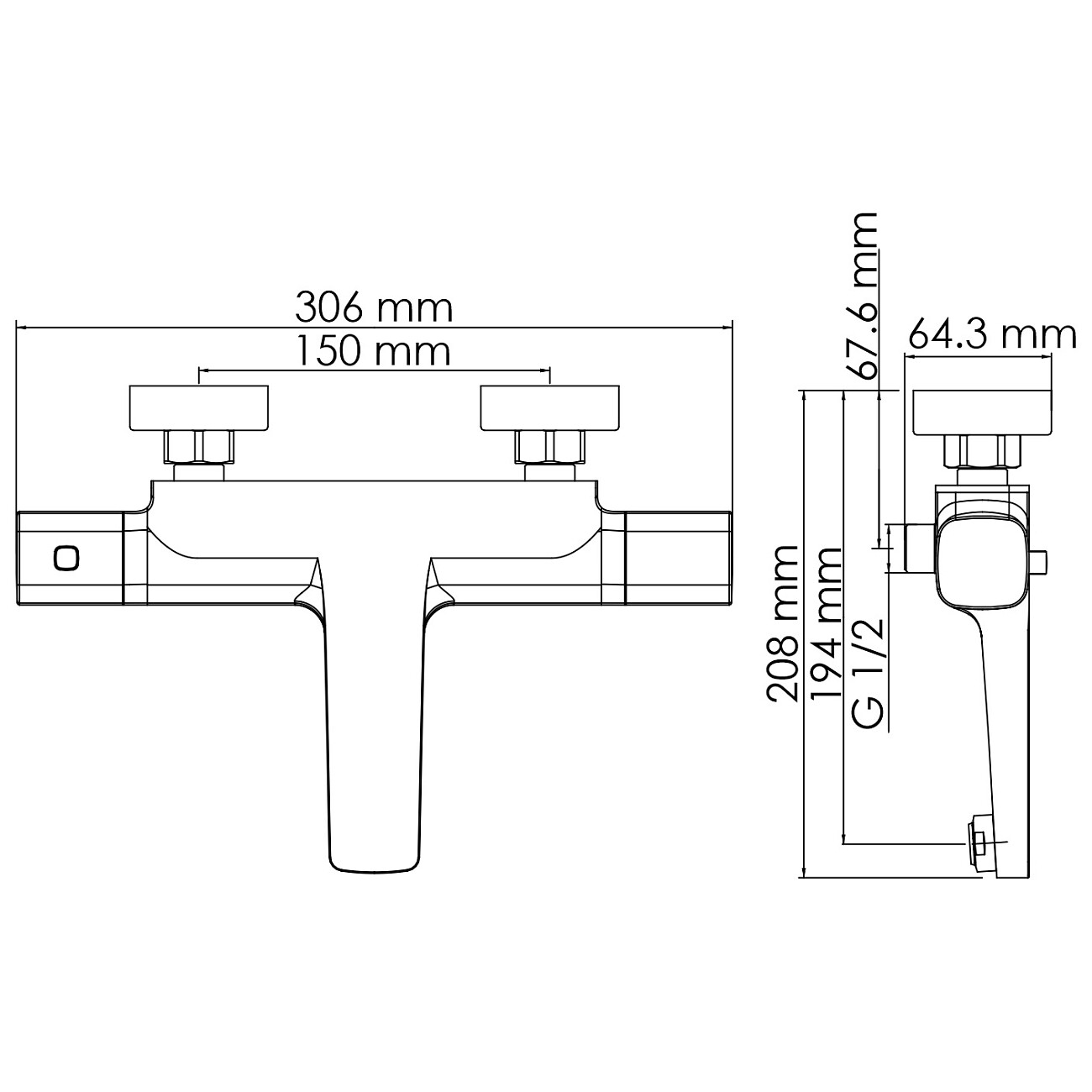 Смеситель для ванны и душа термостатический хром Wasserkraft 8611 Thermo - изображение 10