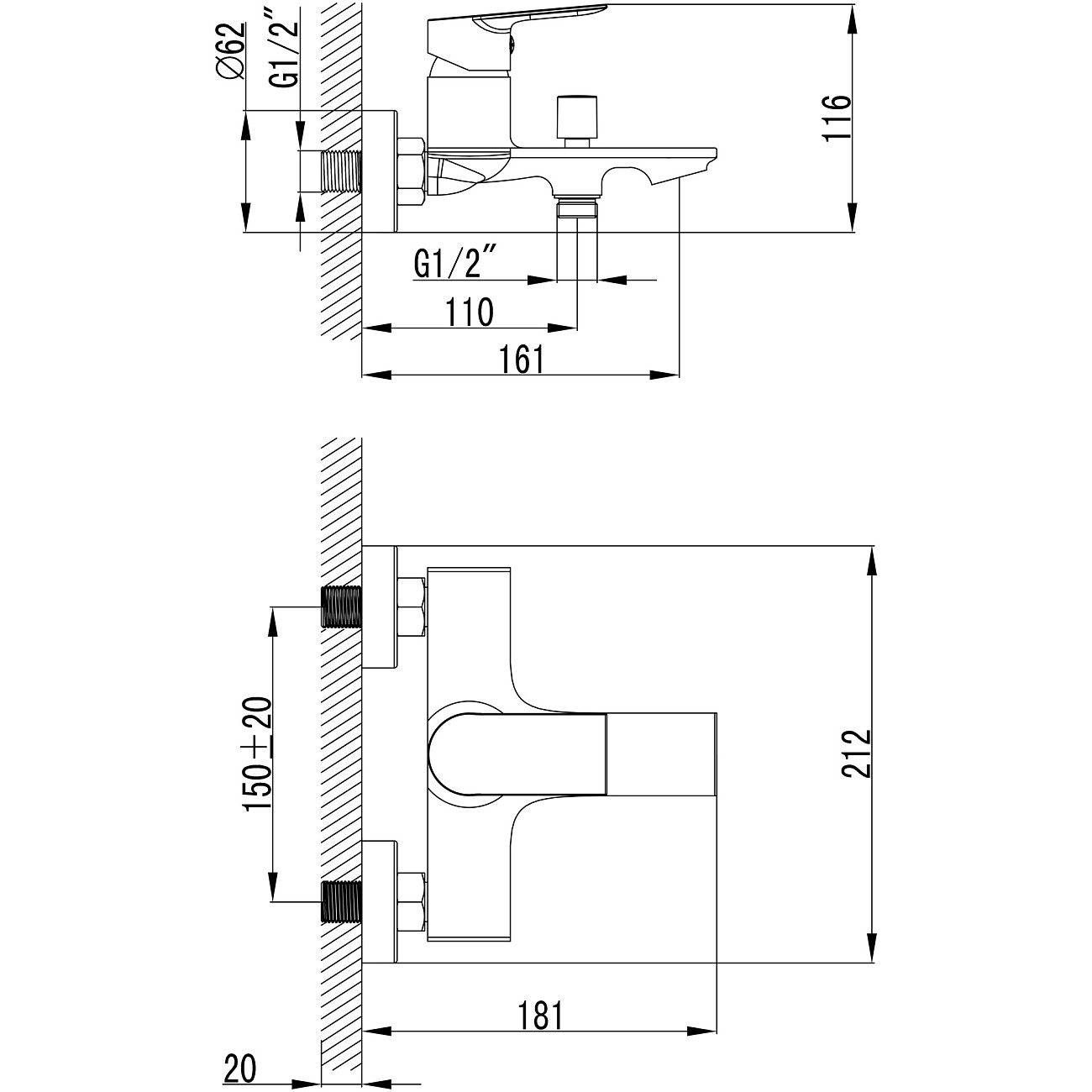 Смеситель для ванны с душем настенный хром Stworki "Рандерс" S19100CR - изображение 10